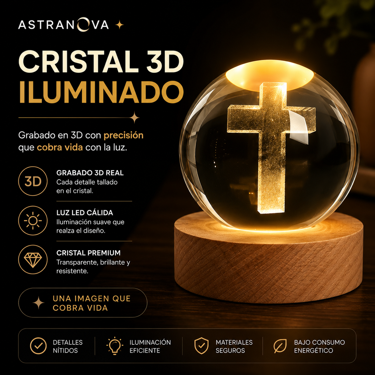 Lámpara Religiosa De Cristal 3D