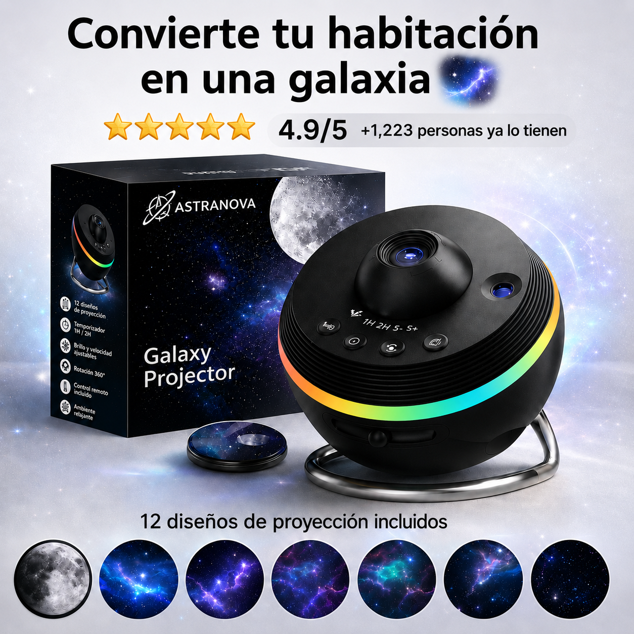 Luz Nocturna Con Proyector De Galaxia